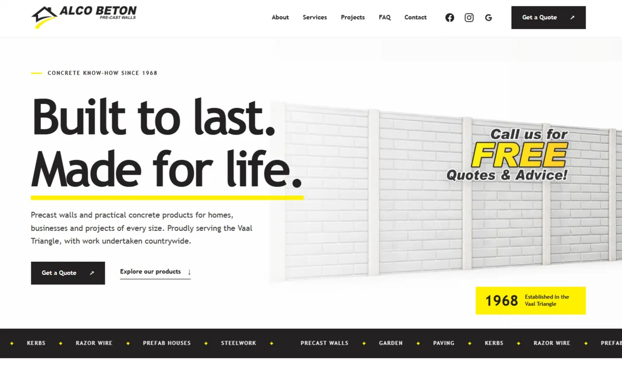 Screenshot of the alcobeton.com website
