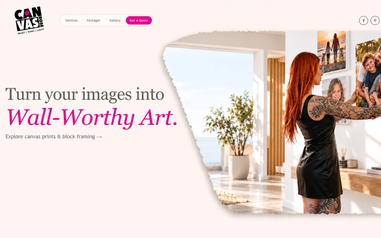 Screenshot of the canvasrose.co.za website