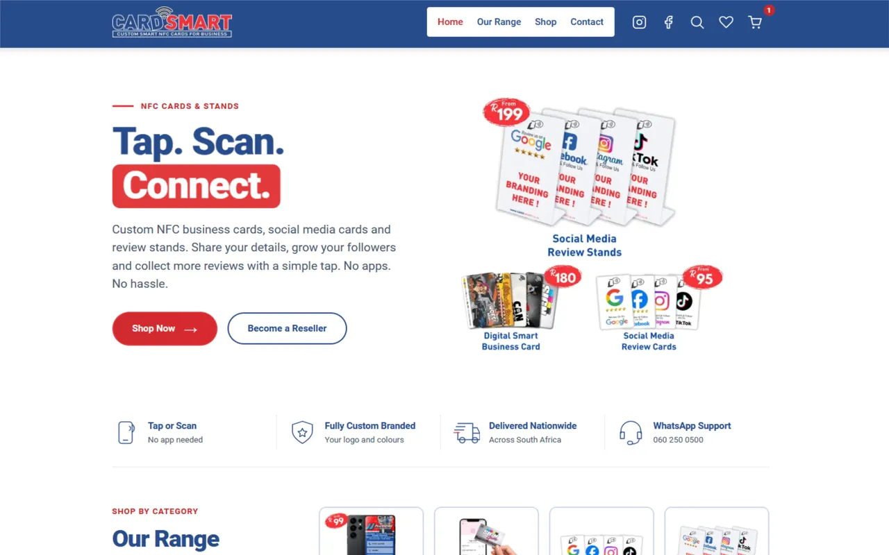 Screenshot of the cardsmart.co.za website