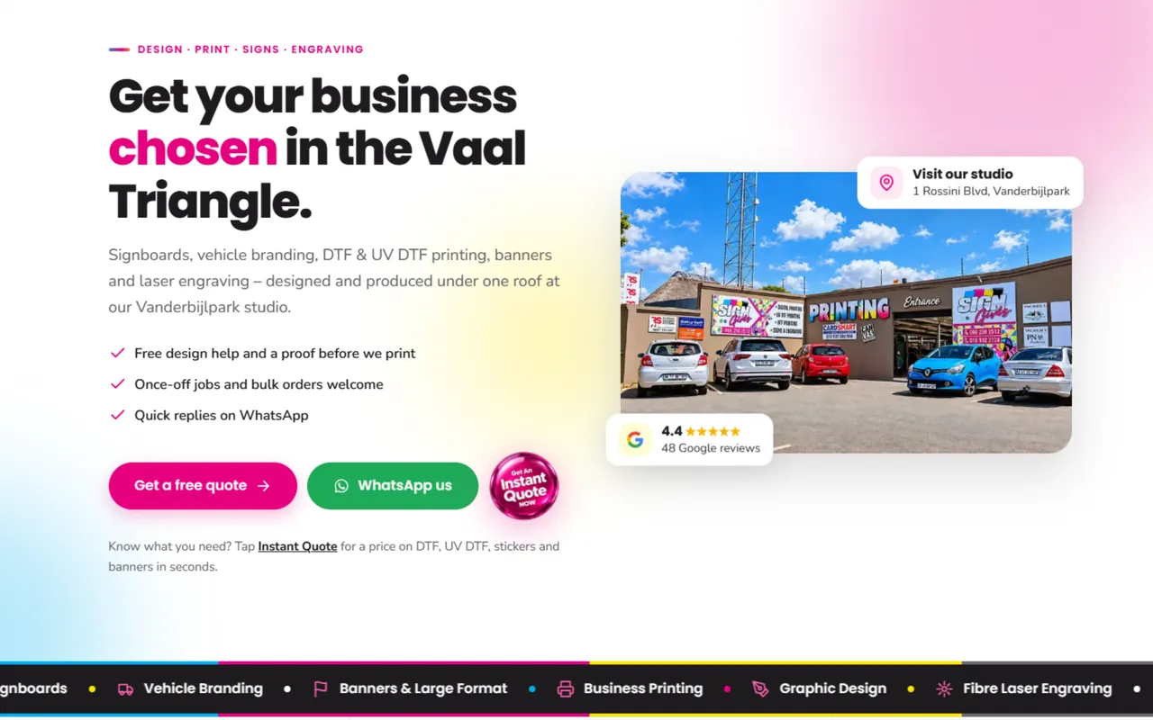 Screenshot of the signgirls.co.za website