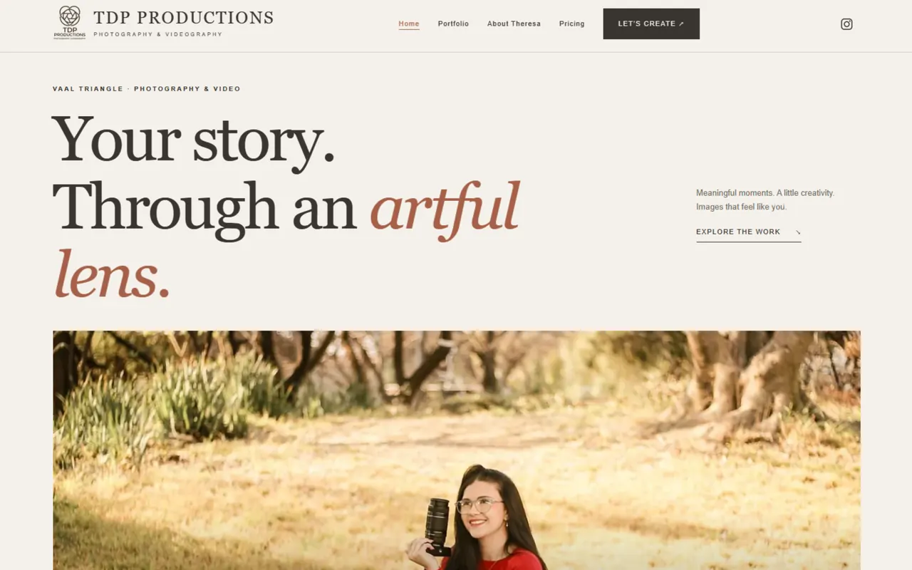 Screenshot of the tdpproductions.co.za website